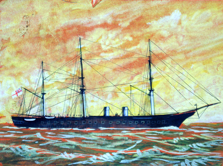 Early Naval Steam Ship (Original) by Military at The Illustration Art Gallery