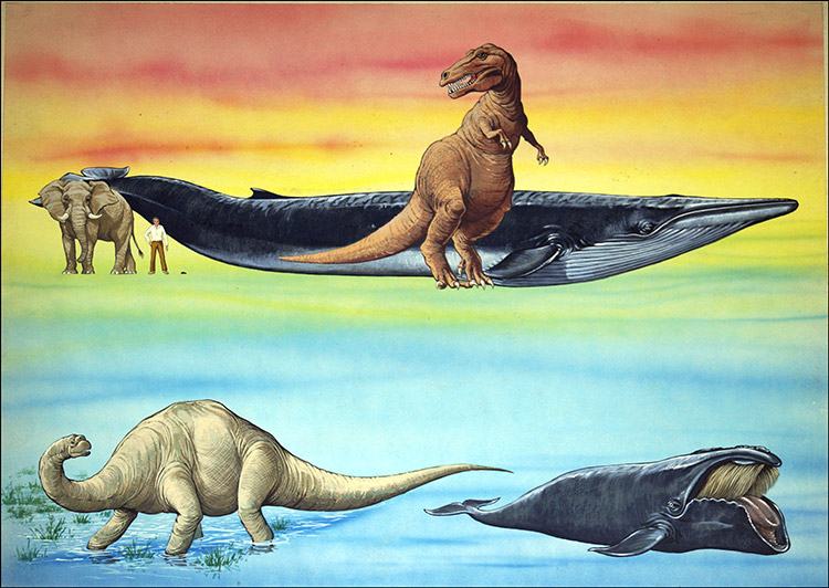 How Big Were the Dinosaurs (Original) by Dinosaurs at The Illustration Art Gallery