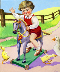 Boy on Toy Horse (Original) (Signed)