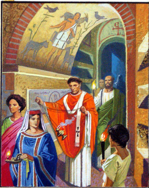 Early Christians in Rome (Original) by Severino Baraldi at The Illustration Art Gallery