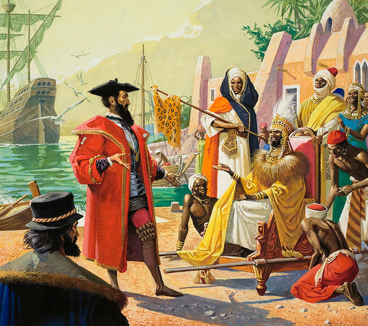 Vasco de Gama in Africa (Original) by Severino Baraldi at The Illustration Art Gallery