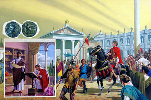 Theodoric enters Rome (Original) by Severino Baraldi at The Illustration Art Gallery