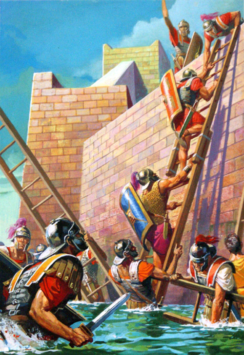 Scipio Scales the Walls of Carthago Nova (Original) by Severino Baraldi at The Illustration Art Gallery