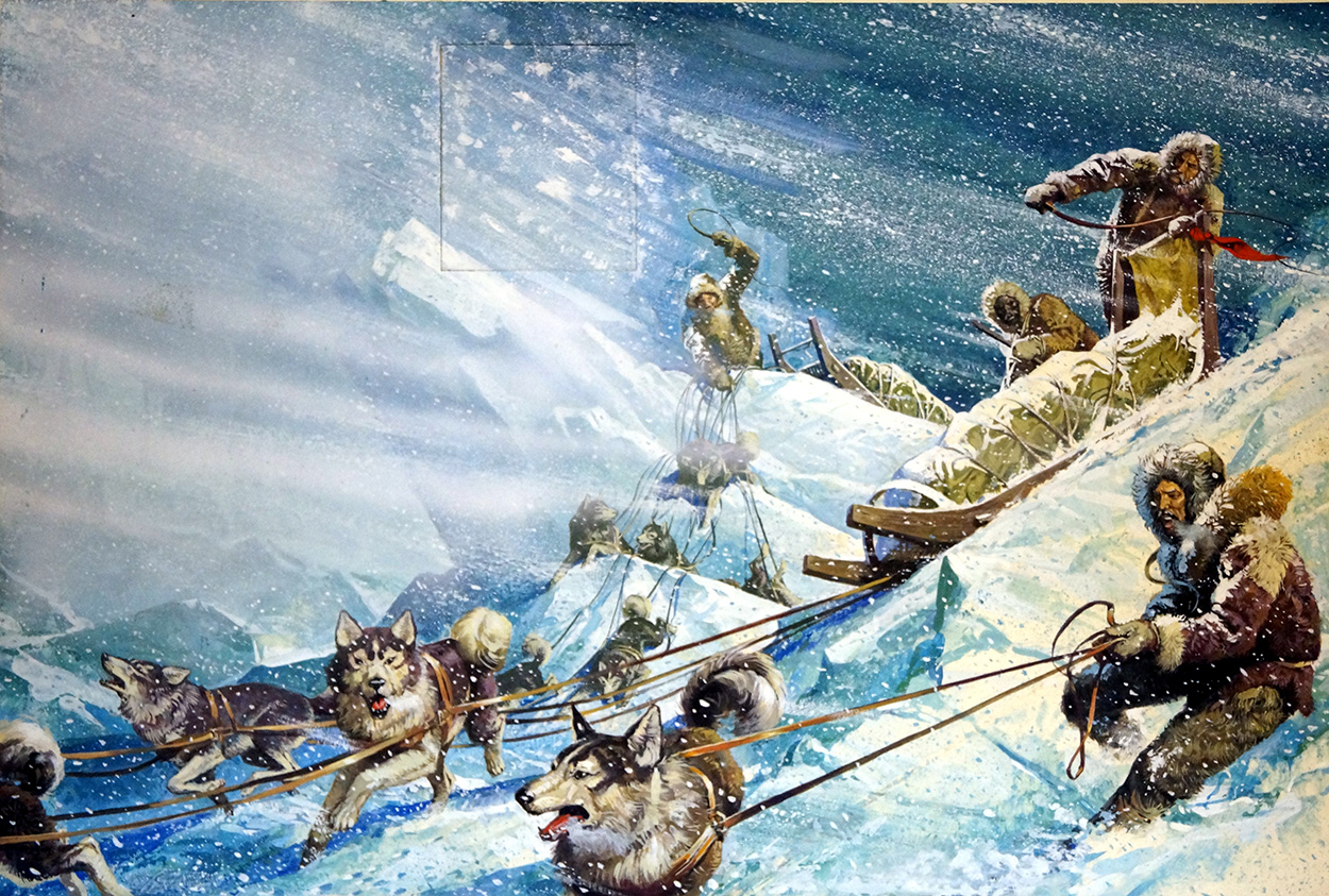 Across Savage Ice - Robert Peary's Final North Pole Expedition (Original) art by Severino Baraldi at The Illustration Art Gallery