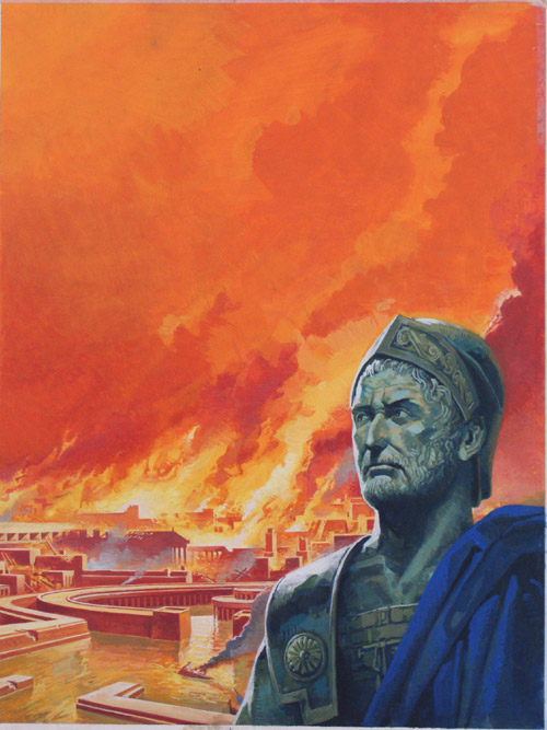 Hannibal with Carthage in Flames (Original) (Signed) by Severino Baraldi at The Illustration Art Gallery