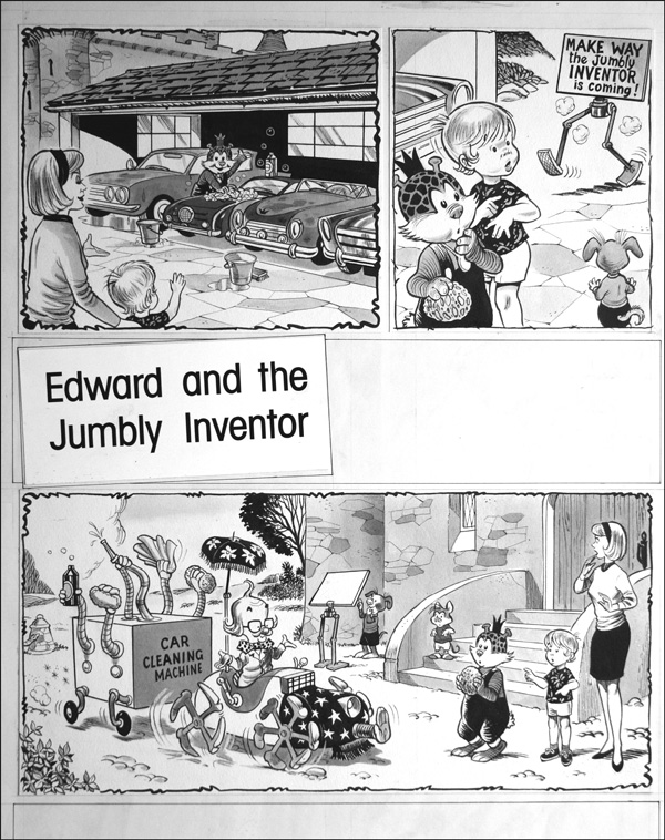 Edward and the Jumbly Inventor (COMPLETE 4 PAGE STORY) (Originals) by The Jumblies (Blasco) Art at The Illustration Art Gallery