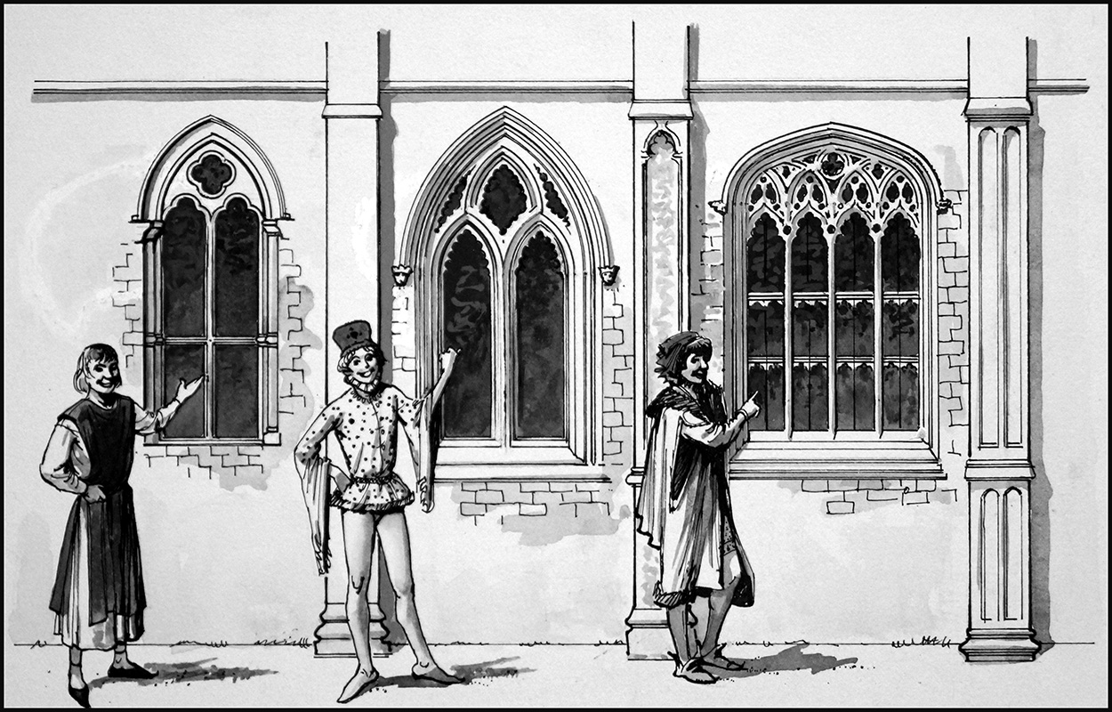Three Types of English Gothic Architecture (Original) art by Architecture (Ralph Bruce) at The Illustration Art Gallery