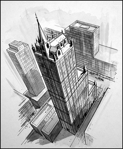 High Church (Original) (Signed) by Architecture (Ralph Bruce) at The Illustration Art Gallery