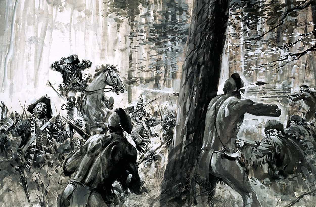 General Braddock Ambushed in 1765 (Original) art by Other Military Art (Coton) at The Illustration Art Gallery