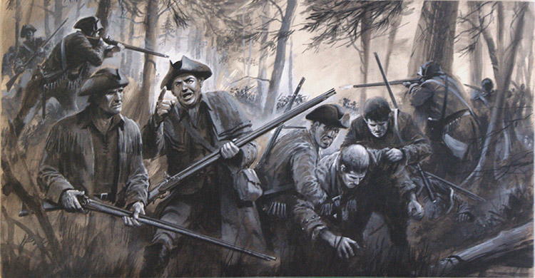 George Washington's men fell back through the bleak winter countryside (Original) by Other Military Art (Coton) at The Illustration Art Gallery