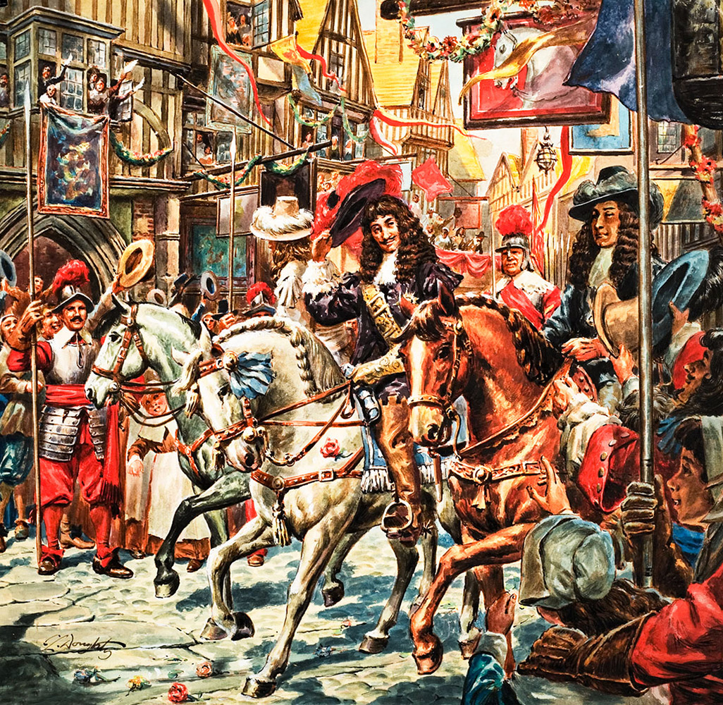 Charles II At The Restoration in 1660 (Original) (Signed) art by British History (Doughty) at The Illustration Art Gallery