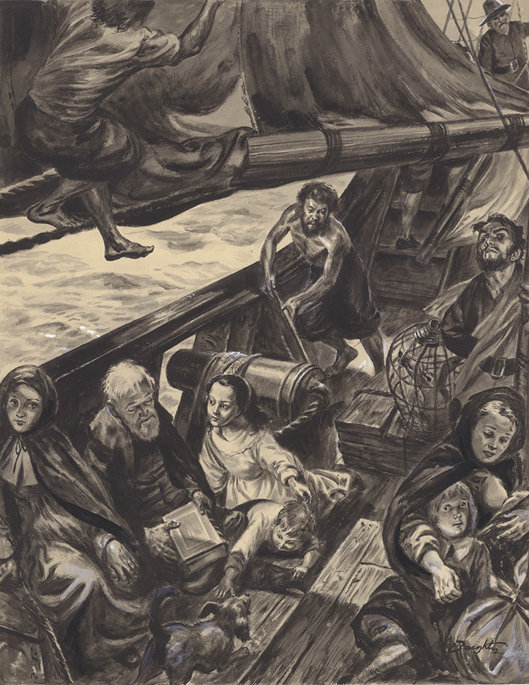 The Voyage of The Mayflower (Original) (Signed) art by British History (Doughty) at The Illustration Art Gallery