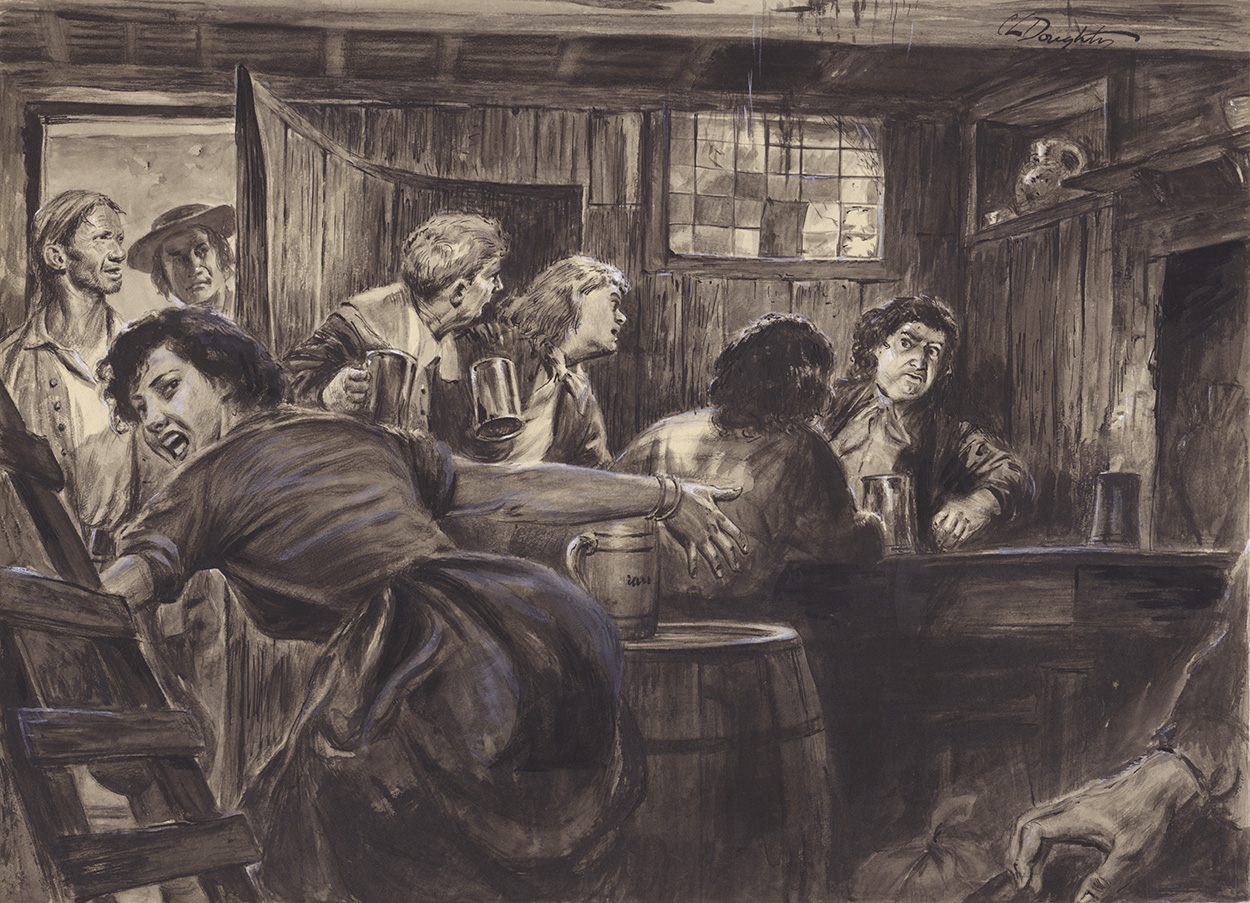 A Thief in The Tavern (Original) (Signed) art by British History (Doughty) at The Illustration Art Gallery