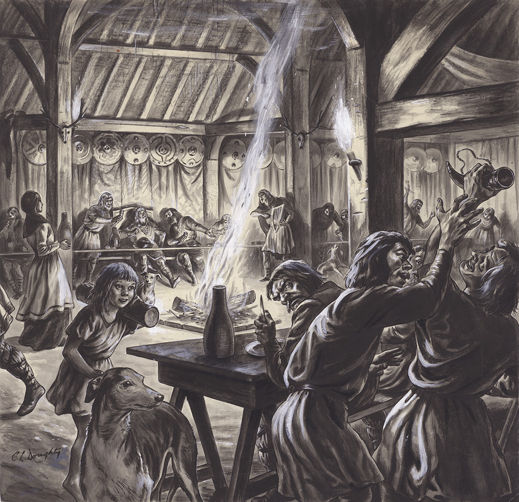 Anglo Saxon Feast (Original) (Signed) art by British History (Doughty) at The Illustration Art Gallery