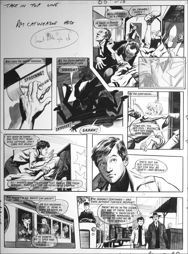 Catweazle - Emergency Stop (TWO pages) (Originals) by Catweazle (Gerry Embleton) at The Illustration Art Gallery