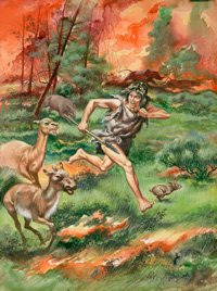Stone Age Man Fleeing Fire (Original)