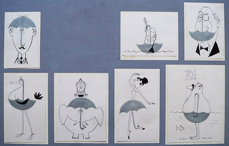 Fun with Fiddy: Umbrella Witticisms (Original) by Roland Fiddy at The Illustration Art Gallery