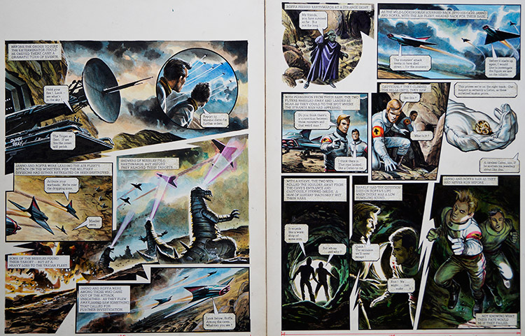 Heavy Losses from 'The Monsters of Caton' (TWO pages) (Originals) (Signed) by The Trigan Empire (Oliver Frey) at The Illustration Art Gallery