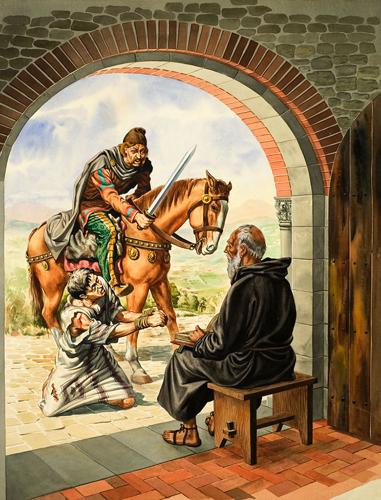 Saint Benedict (Original) art by Michael Godfrey Art at The Illustration Art Gallery