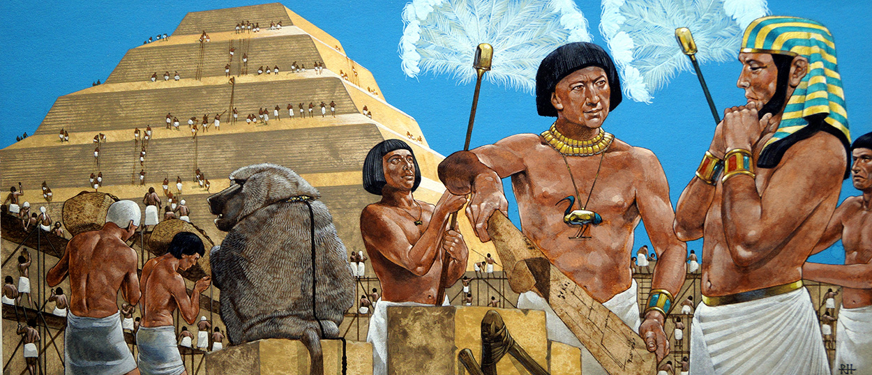 Imhotep and the Great Pyramid (Original) (Signed) art by Richard Hook at The Illustration Art Gallery