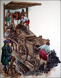 Coal Mining in Tudor Times art by Peter Jackson