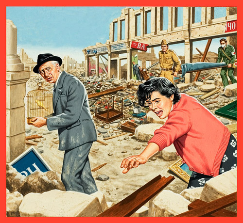 The Skopje earthquake 26th July, 1963 (Original) by John Keay at The Illustration Art Gallery