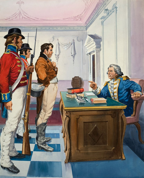 Governor Bligh of New South Wales arresting John Macarthur (Original) by Barrie Linklater Art at The Illustration Art Gallery