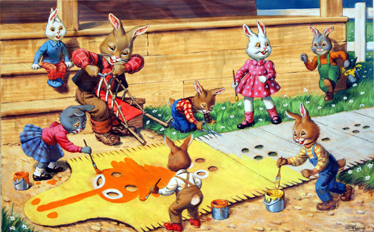 Brer Rabbit and Friends (Original) (Signed) by Virginio Livraghi at The Illustration Art Gallery
