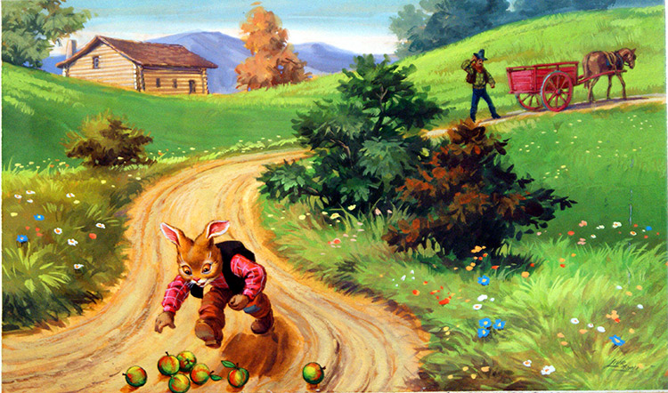 Brer Rabbit and Apples (Original) (Signed) by Virginio Livraghi at The Illustration Art Gallery