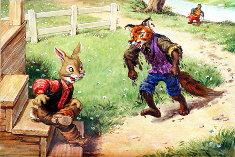 Brer Rabbit and Brer Fox (Original) (Signed) by Virginio Livraghi Art at The Illustration Art Gallery