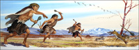 Neanderthal Boys Hunting Rabbits (Original)