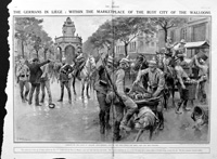 The Germans In Liege (original page from The Sphere 1914) (Print)