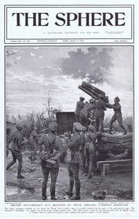 British Anti Aircraft Gun shelling a German aeroplane 1915