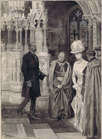 King George V and Queen Mary at St Paul's Cathedral 1911 art by Fortunino Matania