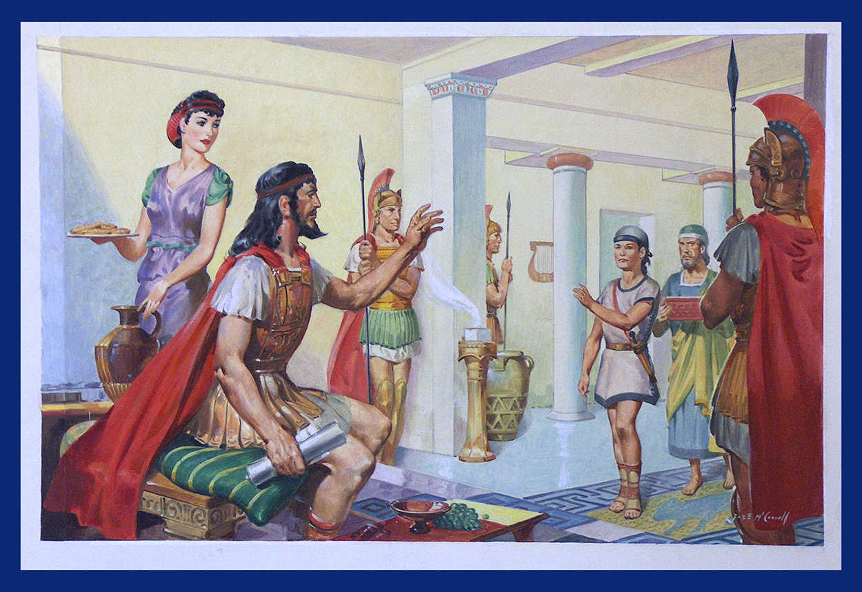 Telemachus Welcomed by Nestor (Original) (Signed) art by James E McConnell at The Illustration Art Gallery