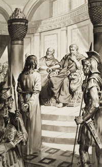 Jesus before Pontius Pilate (Original) (Signed)