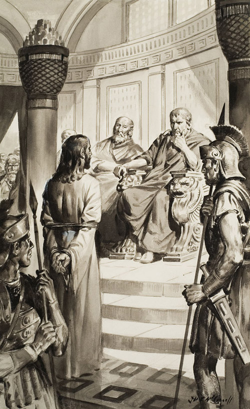 Jesus before Pontius Pilate (Original) (Signed) by James E McConnell at The Illustration Art Gallery