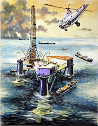 North Sea Oil Platform of the 1960s art by Clifford Meadway