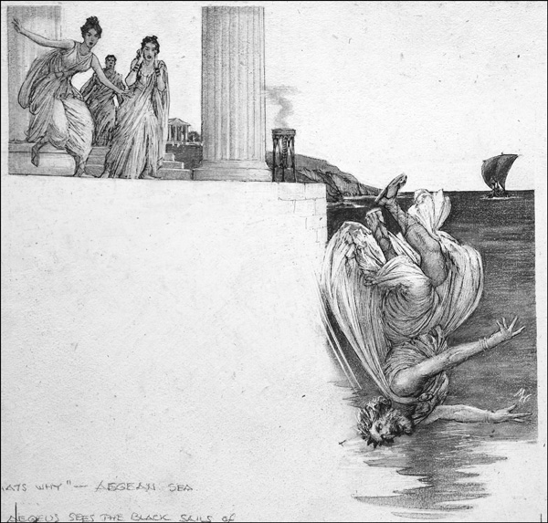 How The Aegean Sea Got Its Name (Original) (Signed) by John Millar Watt Art at The Illustration Art Gallery