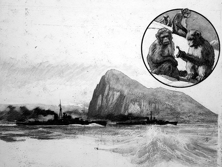 The Rock of Gibraltar (Original) (Signed) by John Millar Watt Art at The Illustration Art Gallery