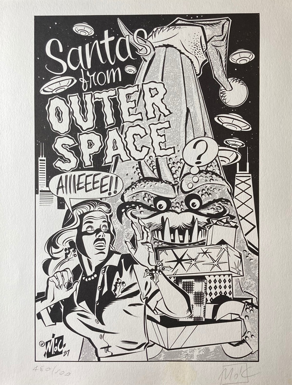 Santas From Outer Space (Limited Edition Print) (Signed) by Mitch O'Connell Art at The Illustration Art Gallery