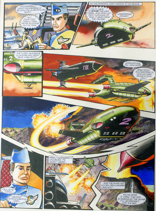Thunderbirds Race To The Volcano (Original) by Thunderbirds (Keith Page) at The Illustration Art Gallery