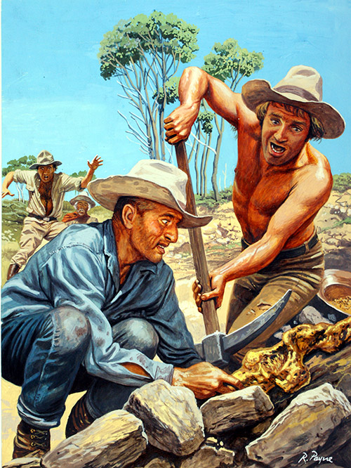 Striking Gold in Australia (Original) (Signed) by Roger Payne at The Illustration Art Gallery