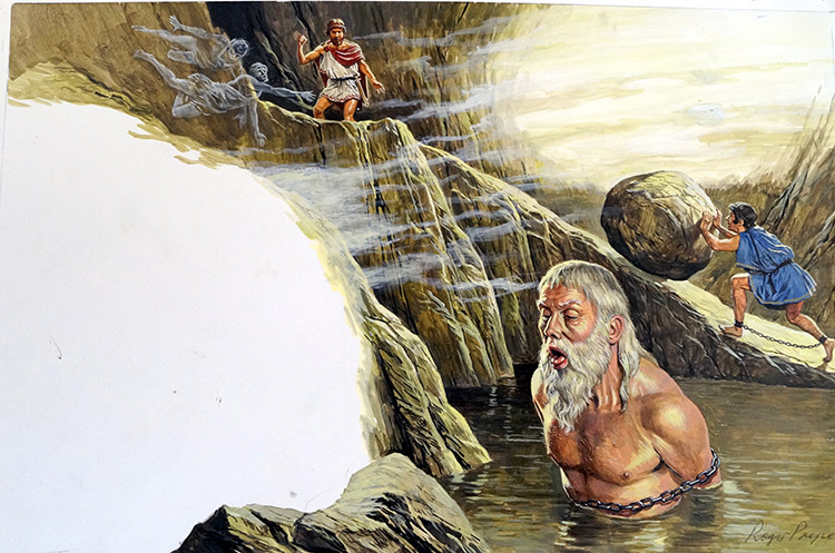 Myths and Legends: Sisyphus (Original) (Signed) by Roger Payne at The Illustration Art Gallery
