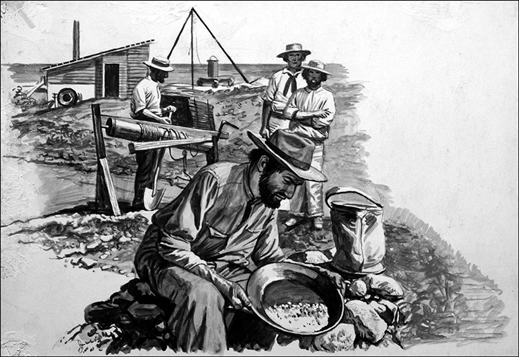 Panning for Gold (Original) by Roger Payne at The Illustration Art Gallery