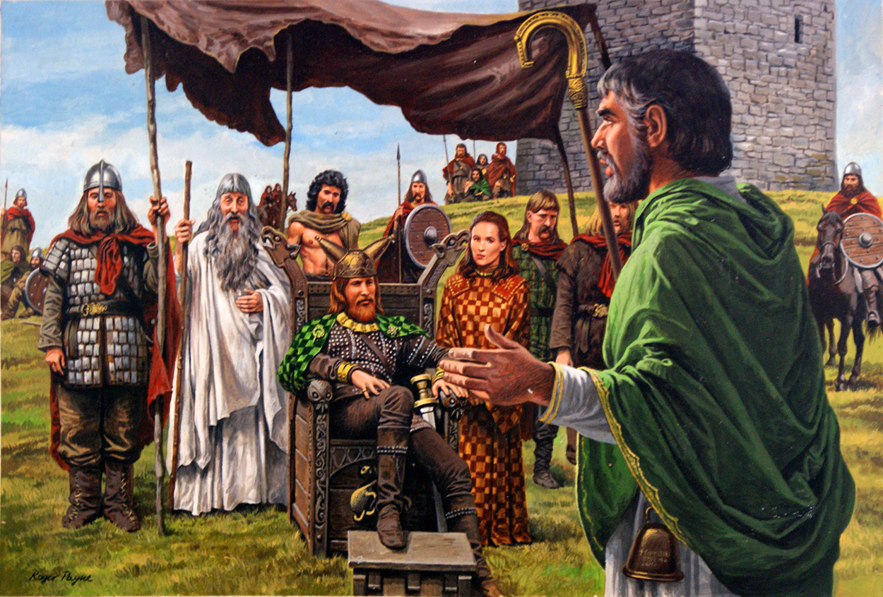Saint Patrick Spreads the Gospel in Ireland (Original) (Signed) art by Roger Payne at The Illustration Art Gallery