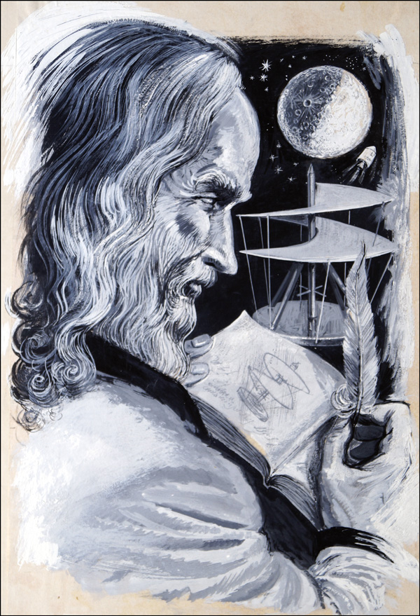 Leonardo da Vinci (Original) by Ken Petts at The Illustration Art Gallery