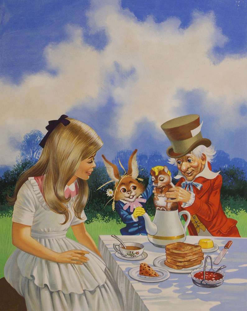 Alice In Wonderland: Mad Hatter's Tea Party (Original) art by Nursery (William Francis Phillipps) at The Illustration Art Gallery