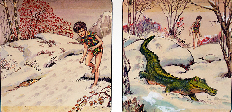 Peter Pan: Tick-Tok the Crocodile (TWO panels) (Originals) by Peter Pan (Nadir Quinto) at The Illustration Art Gallery