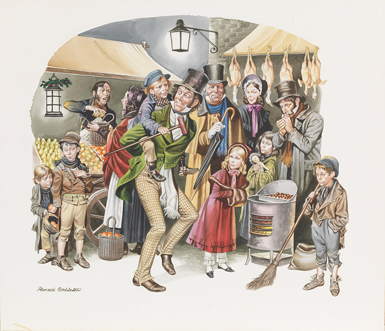 A Christmas Carol: Roast Chestnuts (Original) (Signed) by Charles Dickens (Ron Embleton) at The Illustration Art Gallery
